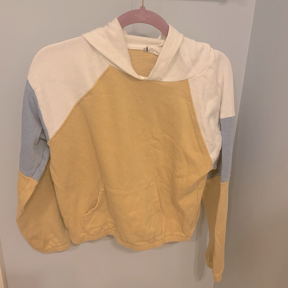 Pink Rose Yellow Blue White Color Block Hoodie